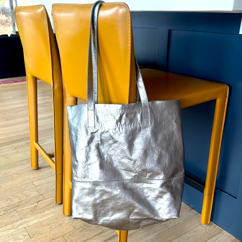 ABLE pewter leather tote.